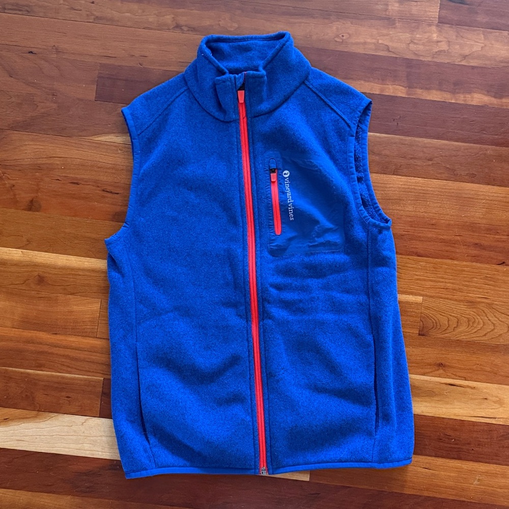 Vineyard Vines Royal Blue Fleece Vest with Red Trim